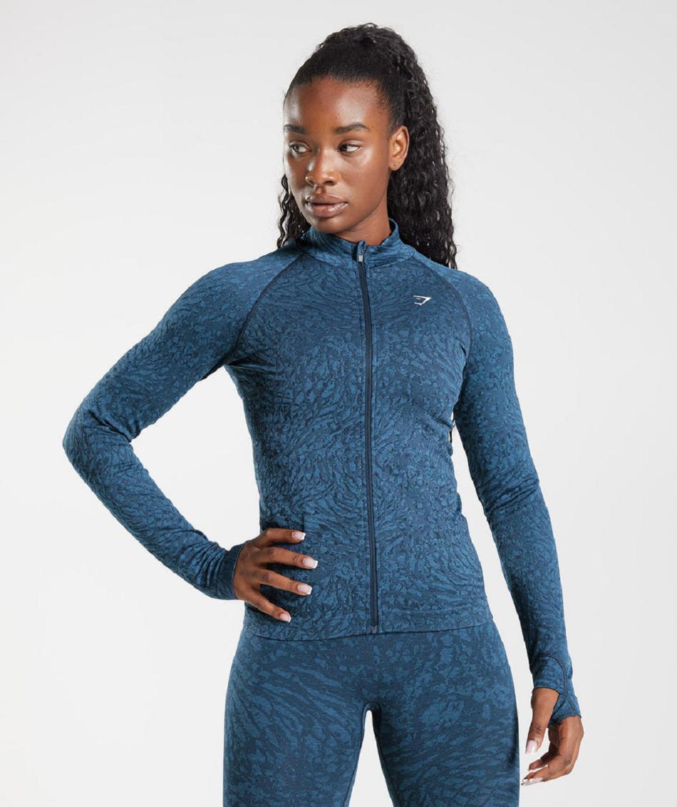 Correr Con Capucha Gymshark Adapt Animal Zip Through Mujer Azul Marino | CO 2589RVD